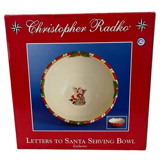 Christopher Radko Letters To Santa Serving Bowl 9" 2008 Christmas Exclusive - Picture 1 of 9